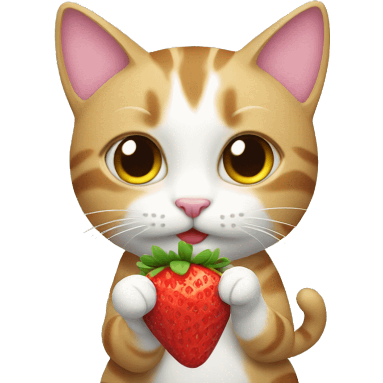 cat holding a strawberry emoji