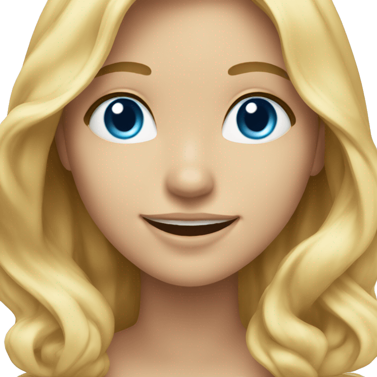 smiling girl with long wavy blond hair and blue eyes  emoji