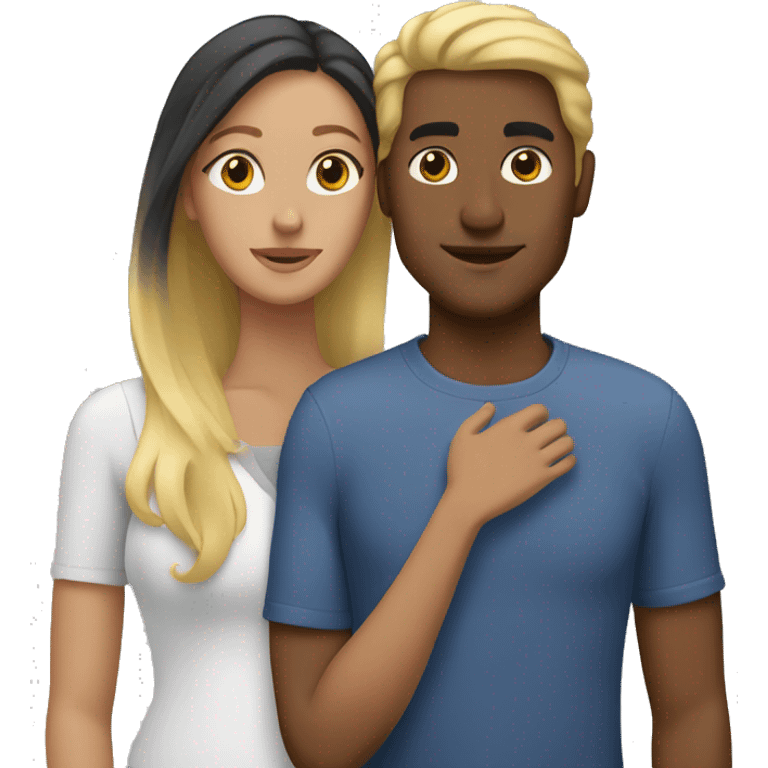 brown Man and blonde woman cuddle emoji