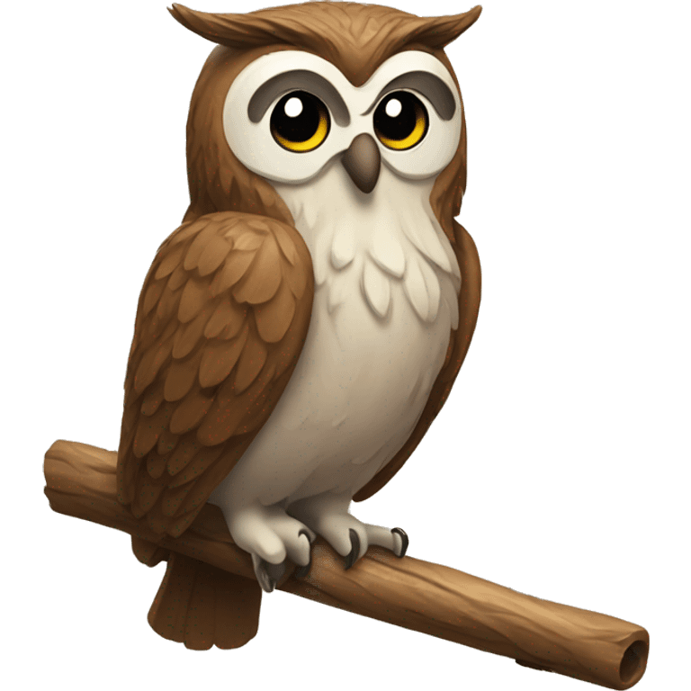 Wise beard owl with stick emoji