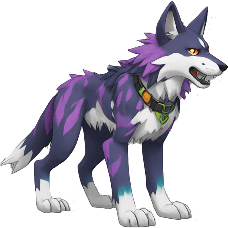  Cool Edgy Colorful Digimon-Fakemon-Wolf with edgy markings full body emoji