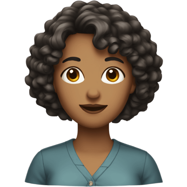 Woman with short curly hair with bangs emoji