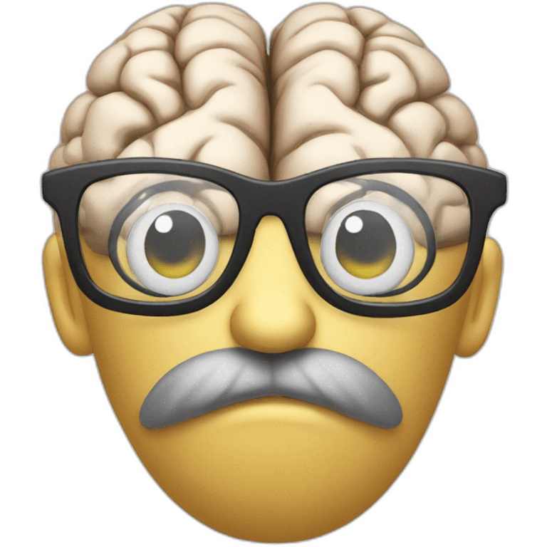 Brain with thick glasses emoji