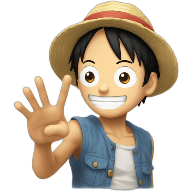 Luffy Say hi hand up emoji