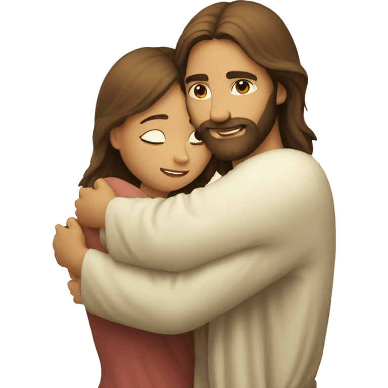 Jesus hugs a girl emoji