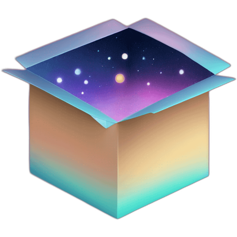 an open box with galaxy gradient and space design emoji