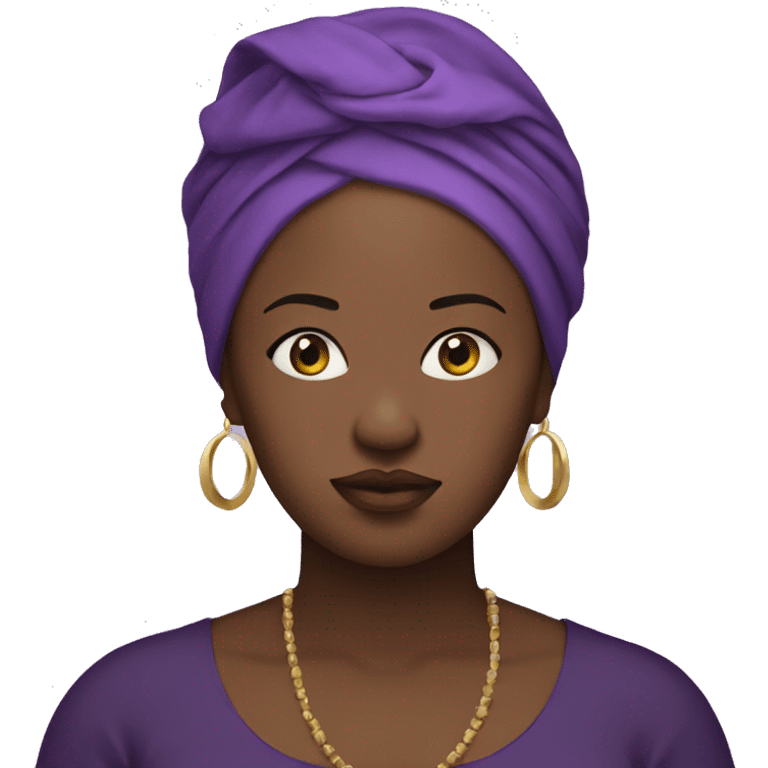 Dark Plus size woman with purple head wrap praying  emoji