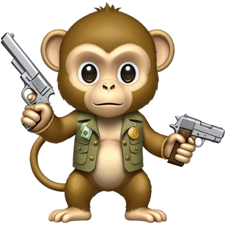 Monkey holding money and gun emoji