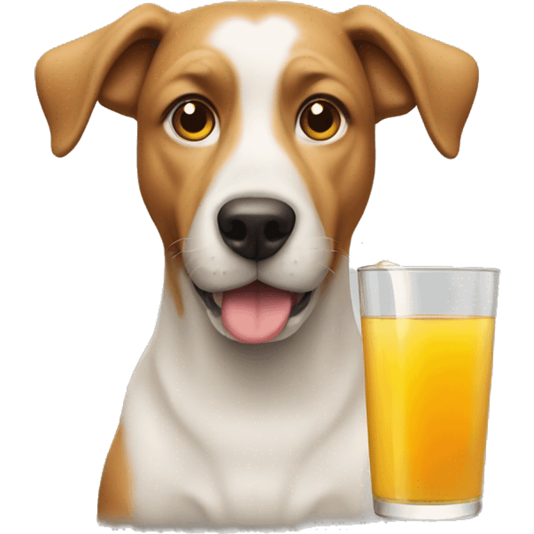 A dog drinking apple juice emoji