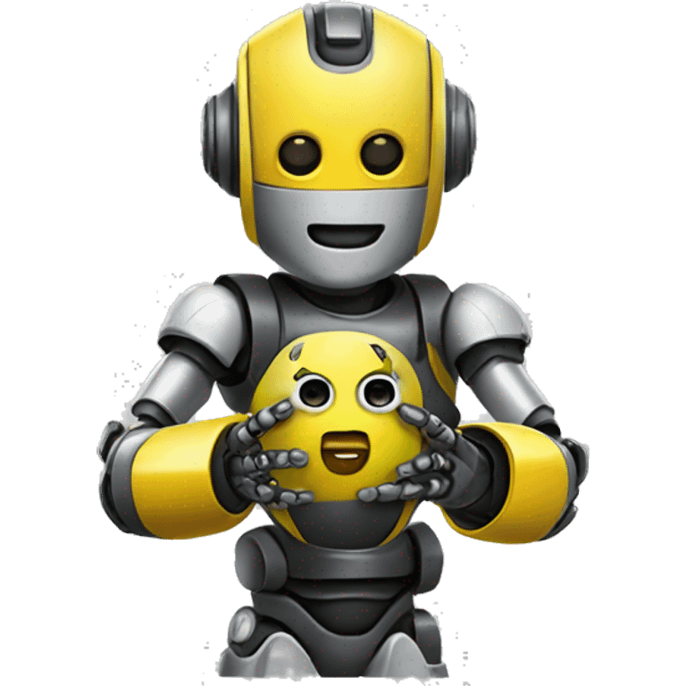 Robot guy holding yellow xbox emoji