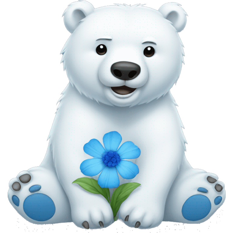 ice bear with blue flowe emoji