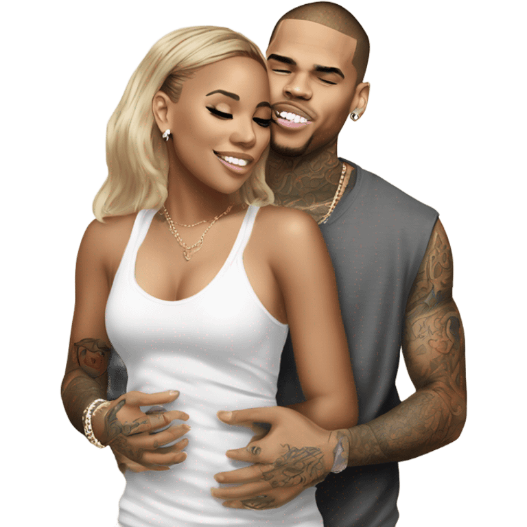 Hyper Realistic Chris Brown  Karruche Tran romantic photo  emoji