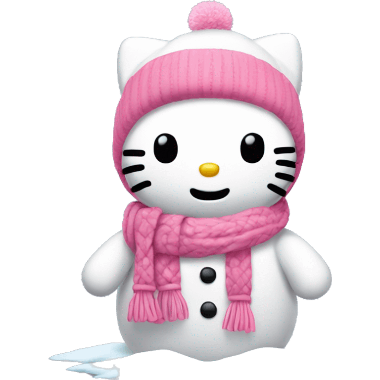 Hello kitty snow man with pink scarf emoji