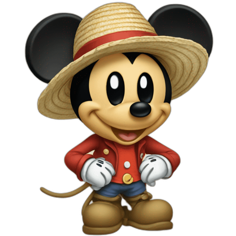 Mickey mouse with strawhat emoji