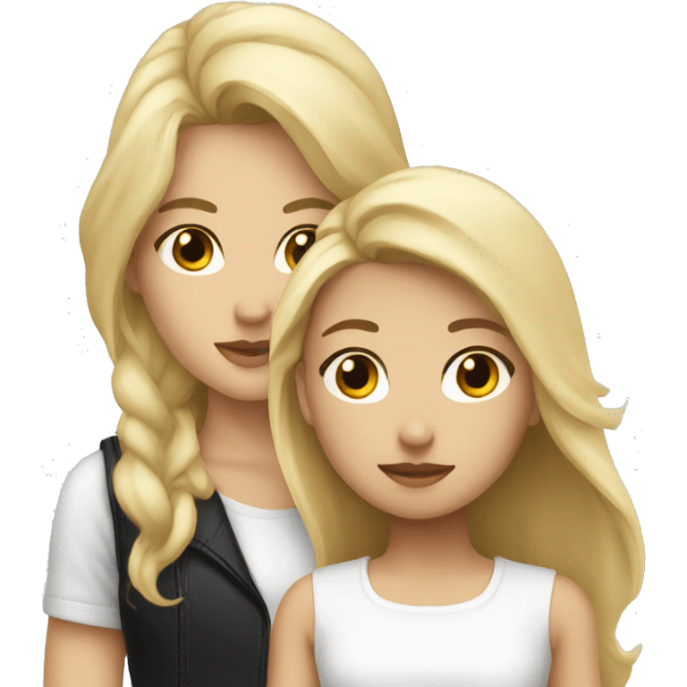 blonde hair girl wearing black kissing brown hair girl wearing a white vest  emoji