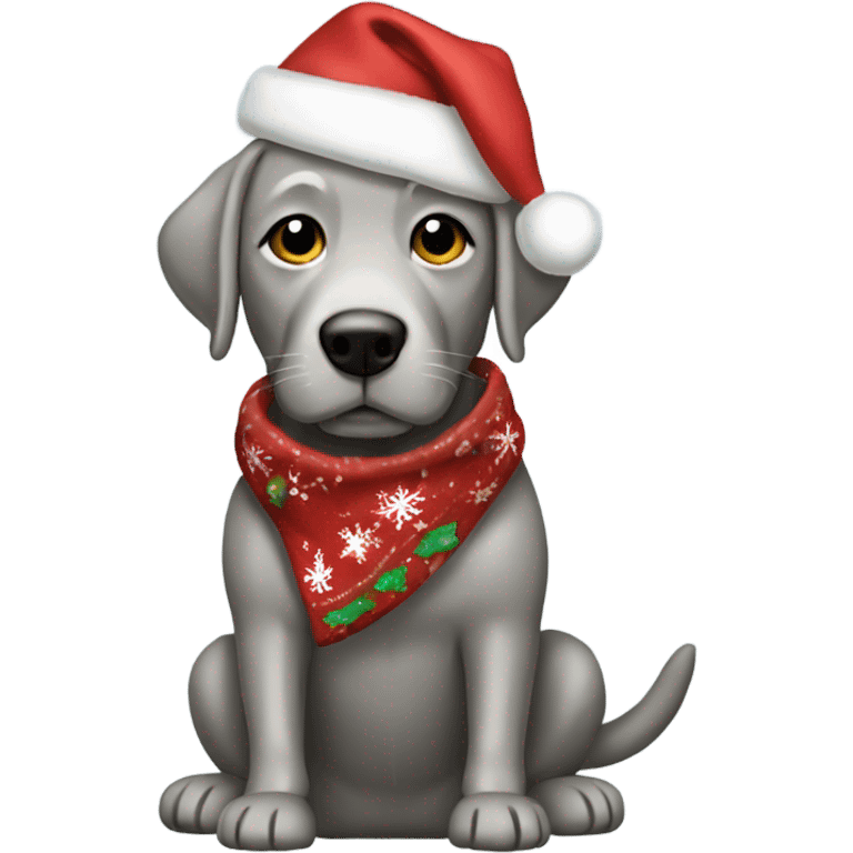 Silver lab with Christmas clothes emoji