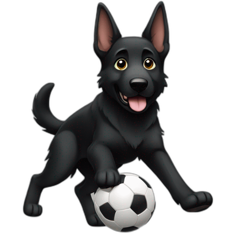 Black German shepherd playing football emoji