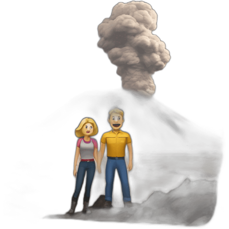 Maurice et Katia Krafft près d'un volcan emoji