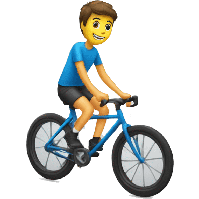 Un garçon sur un vélo qui supporte une équipe emoji