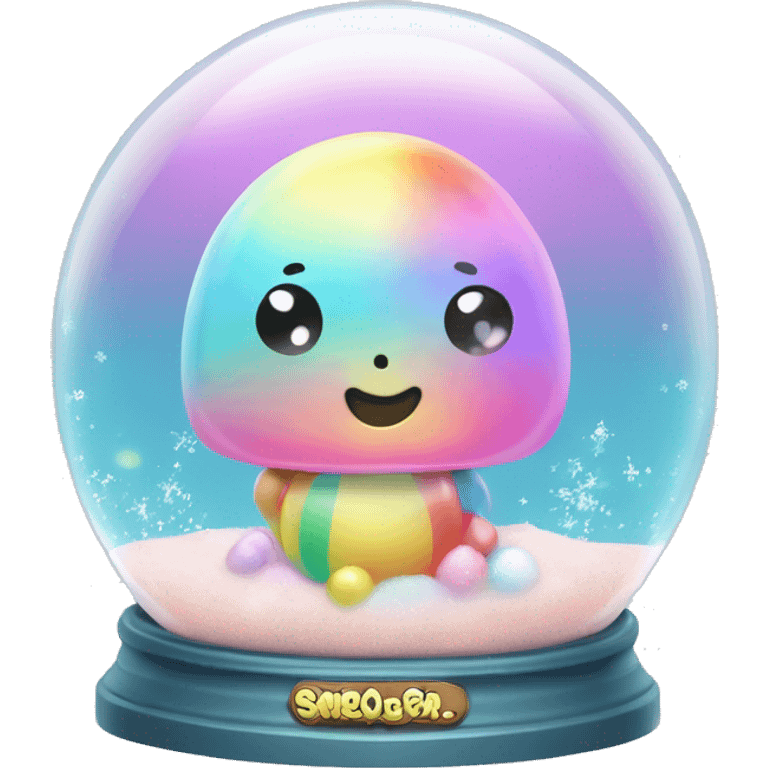 Kawaii rainbow pastel bedazzled bean with big butt in an under the sea snow globe  emoji