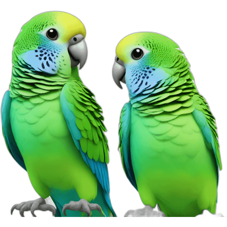 Two budgerigars: blue and green wave parrots emoji