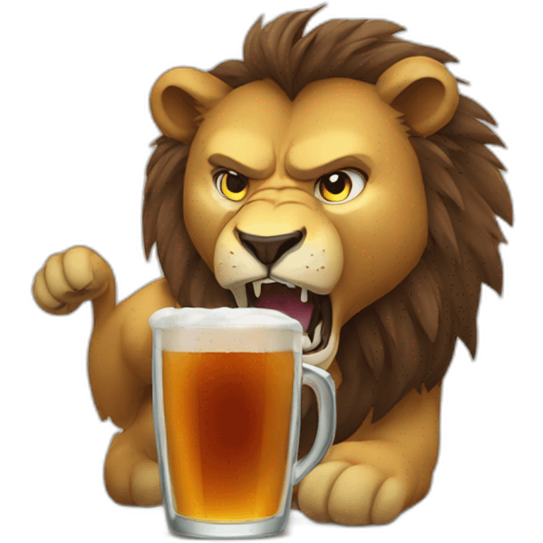 lion angry drinking bear emoji