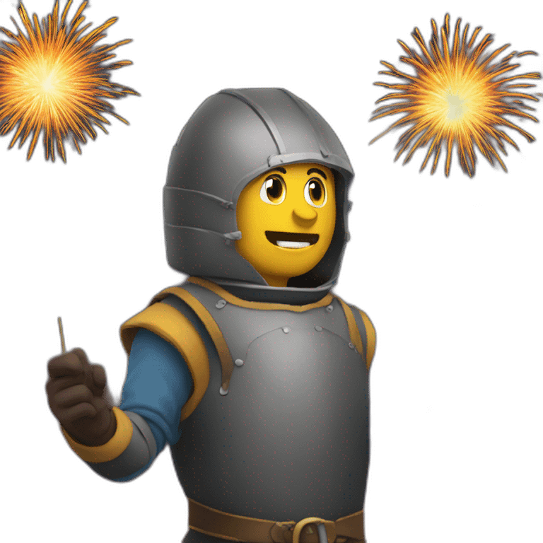 medieval Pyrotechnician seeing some fireworks go off in front of him emoji