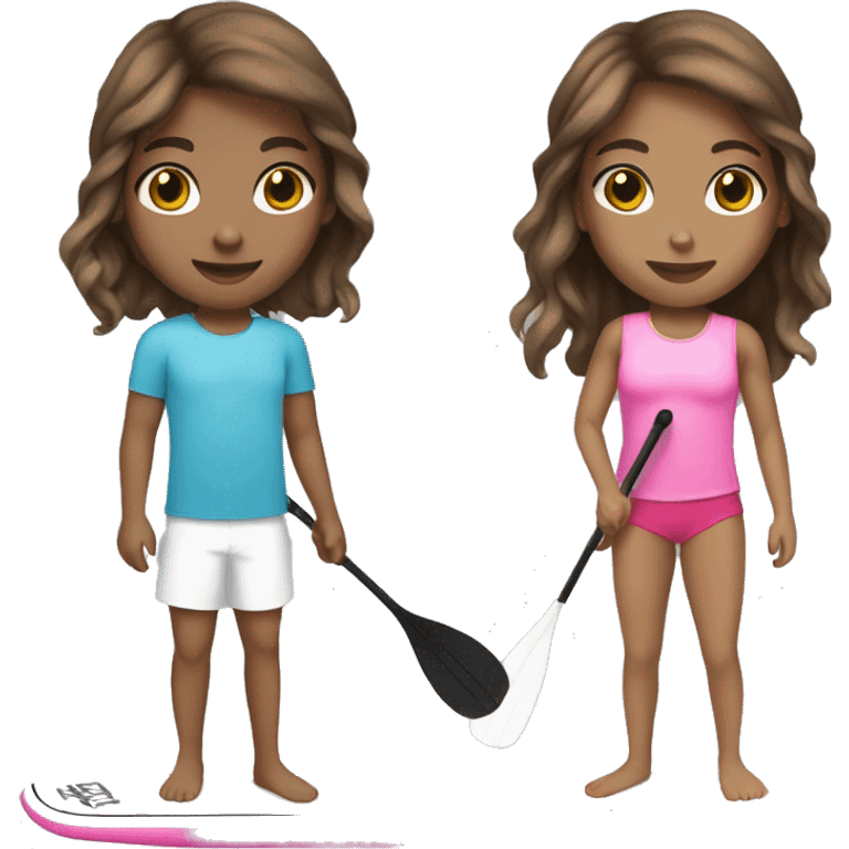 Girl  Brown hair and White skin paddle board pink emoji