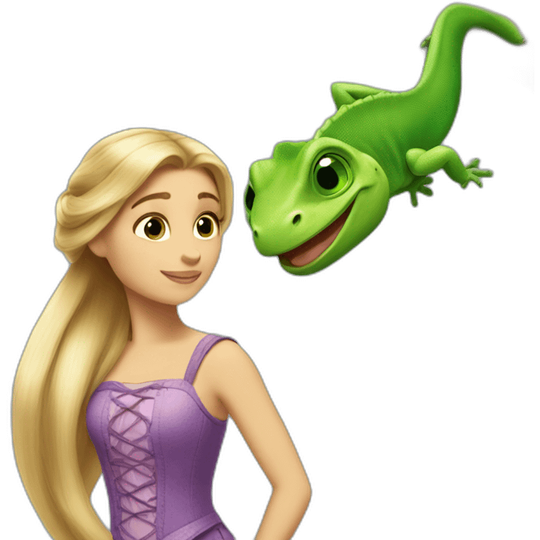 Rapunzel and green cameleon emoji