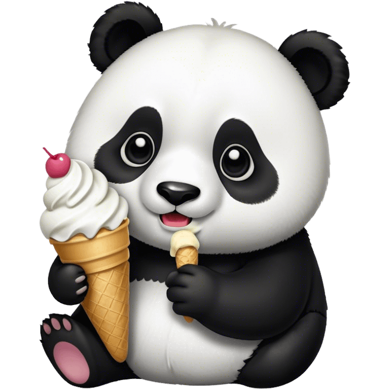 Panda eating ice cream emoji