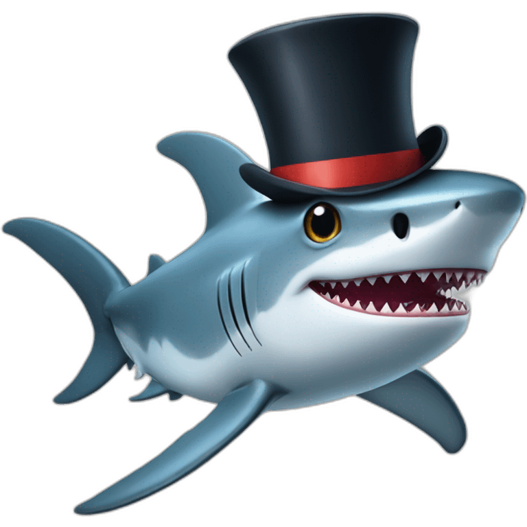 Shark with a top hat emoji