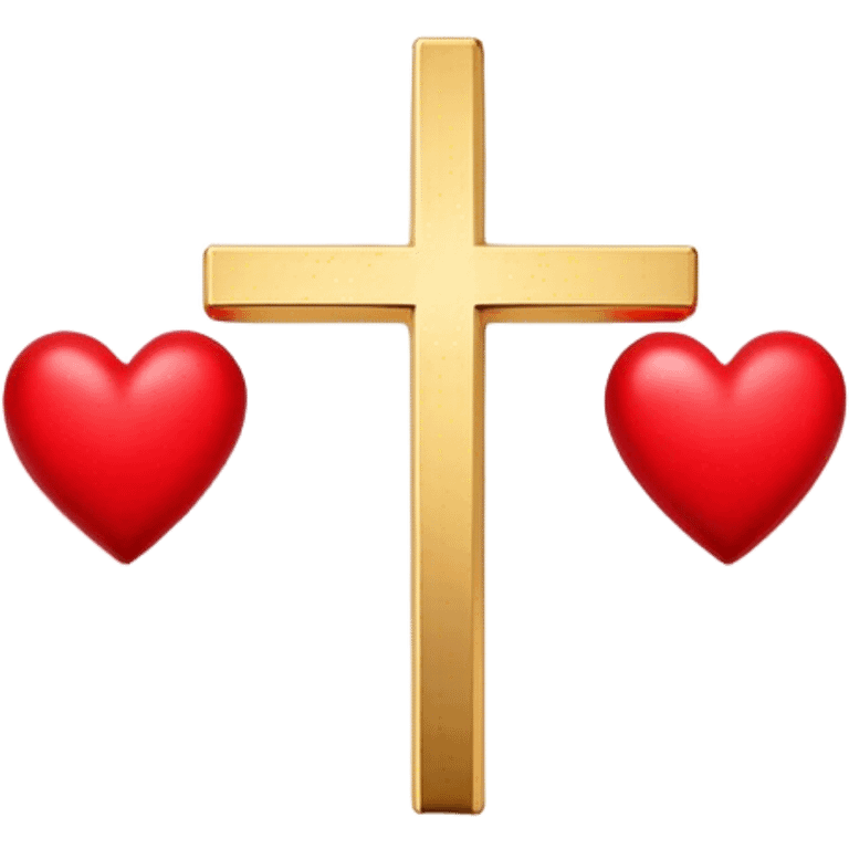 Two red  hearts around  a simple gold cross  emoji