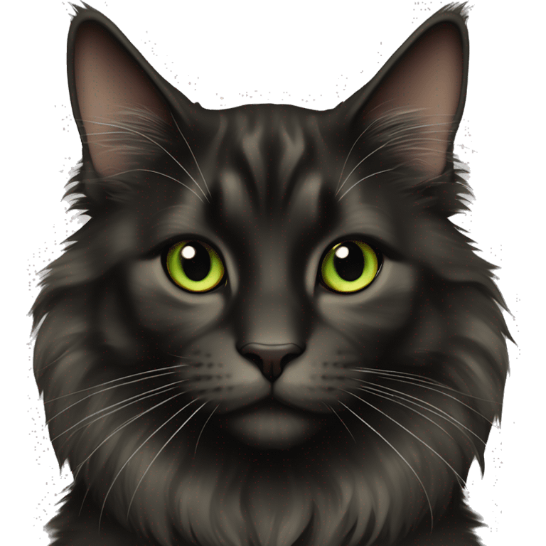 Black Maine coon cat with greenish brown eyes emoji