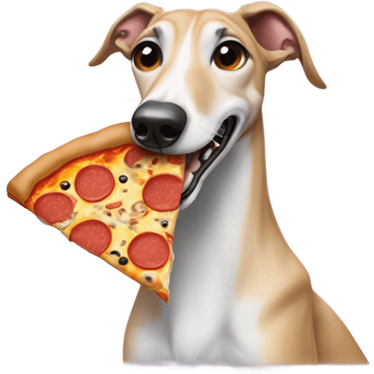 Greyhound eating pizza emoji