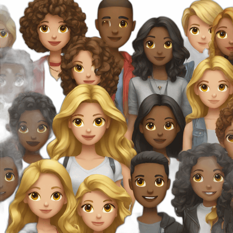 several young, fashionable girls and guys emoji