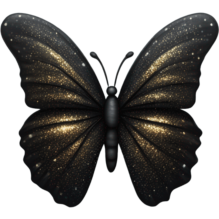 A black glittery butterfly  emoji