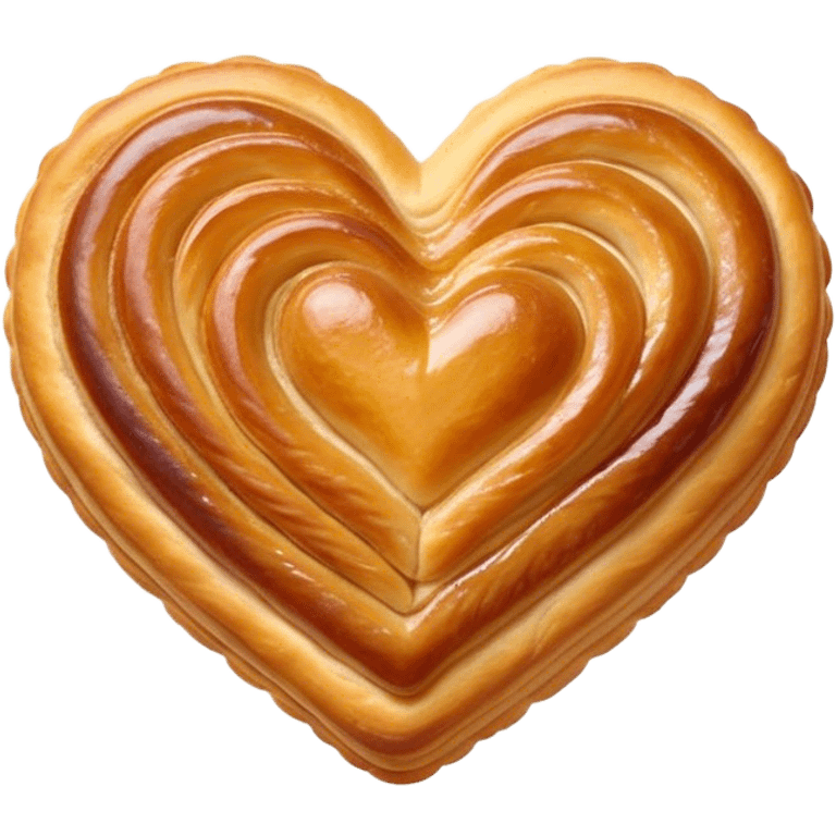 Cinematic crisp palmier, golden-brown heart-shaped pastries, perfectly caramelized layers, delicate and flaky, warm glowing background, inviting and delicious. emoji