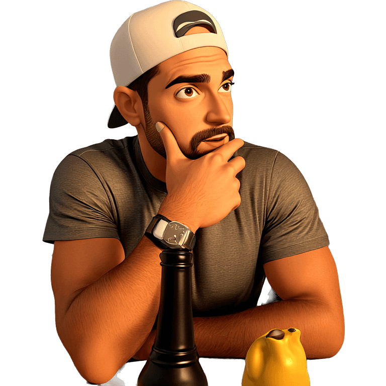 contemplative male in baseball cap emoji