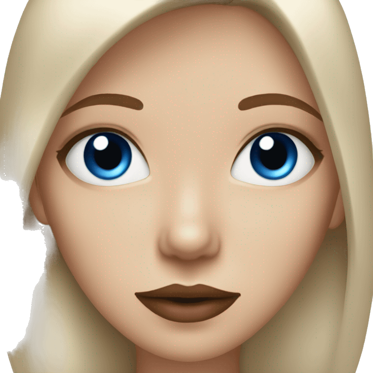 White girl with blue eyes, straight brown hair, and red lips  emoji