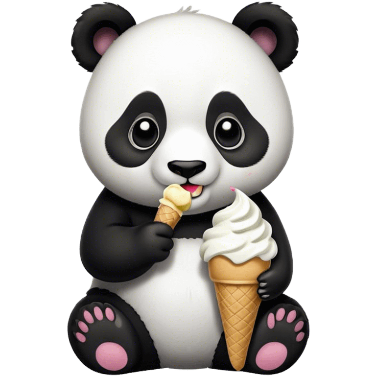 Panda eating ice cream emoji