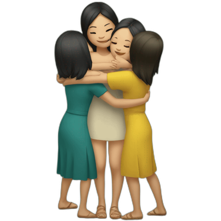 Four girls hugging in Vietnam  emoji