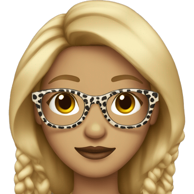 Dark blonde with animal print glasses emoji