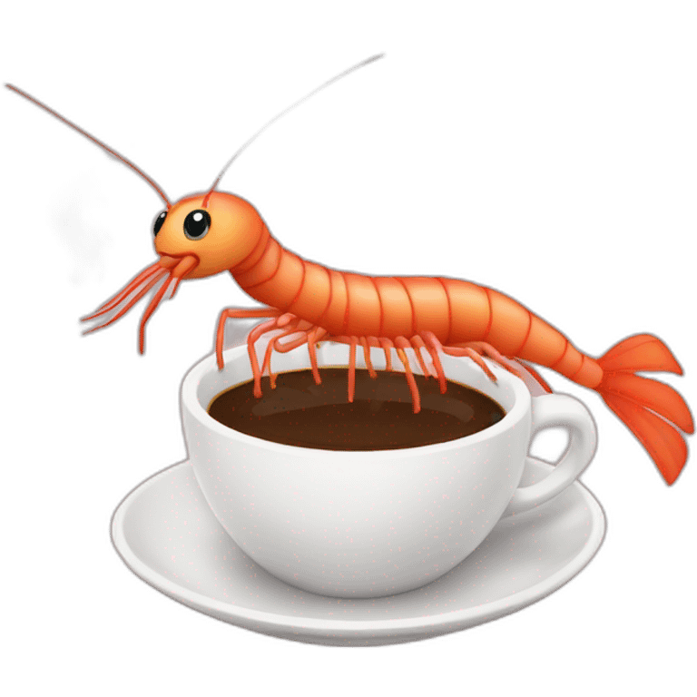 cute shrimp drinking coffee emoji