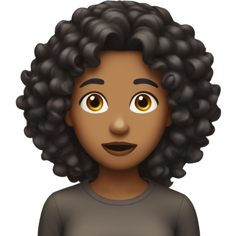 brown girl with curly black hair shocked emoji