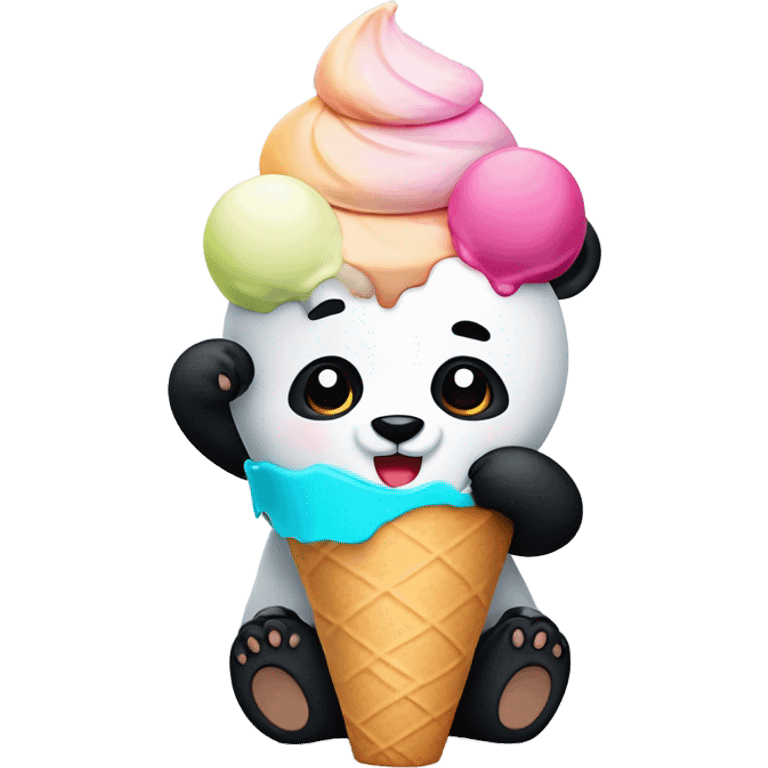 Panda eating ice cream emoji