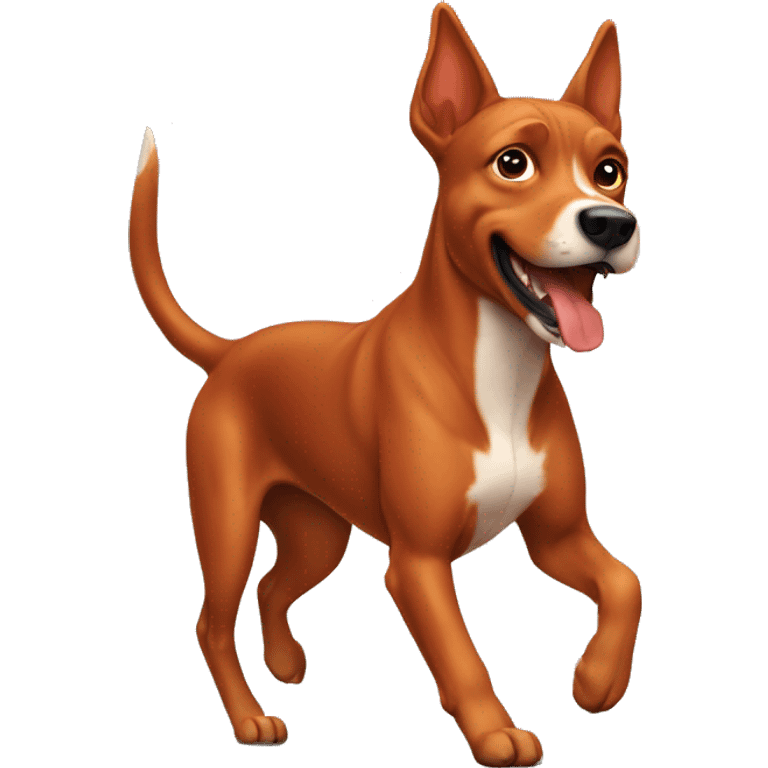 solid red dog with pointed ears running emoji