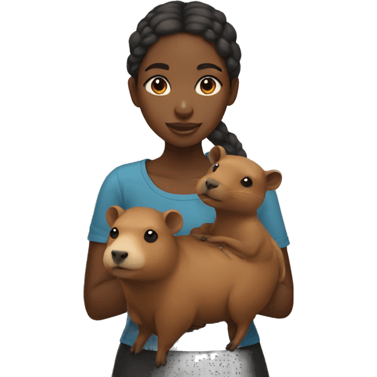 Black girl holding a capybara emoji