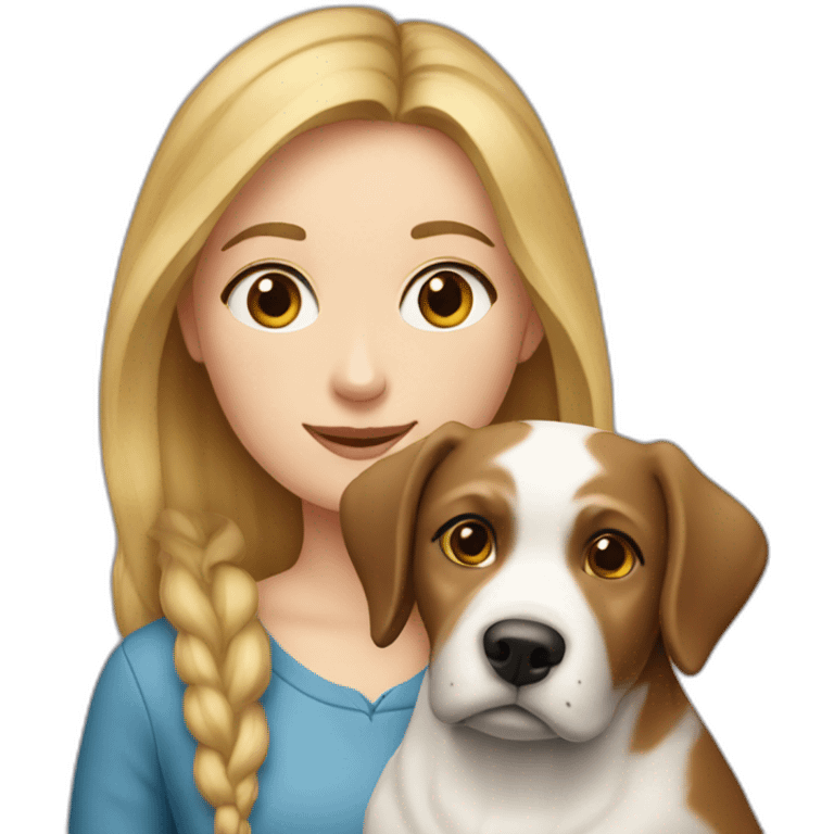 white Girl with a russell dog emoji