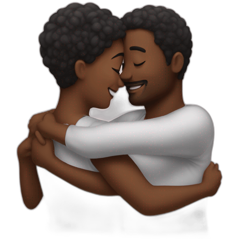 two black inlove emojis hugging emoji