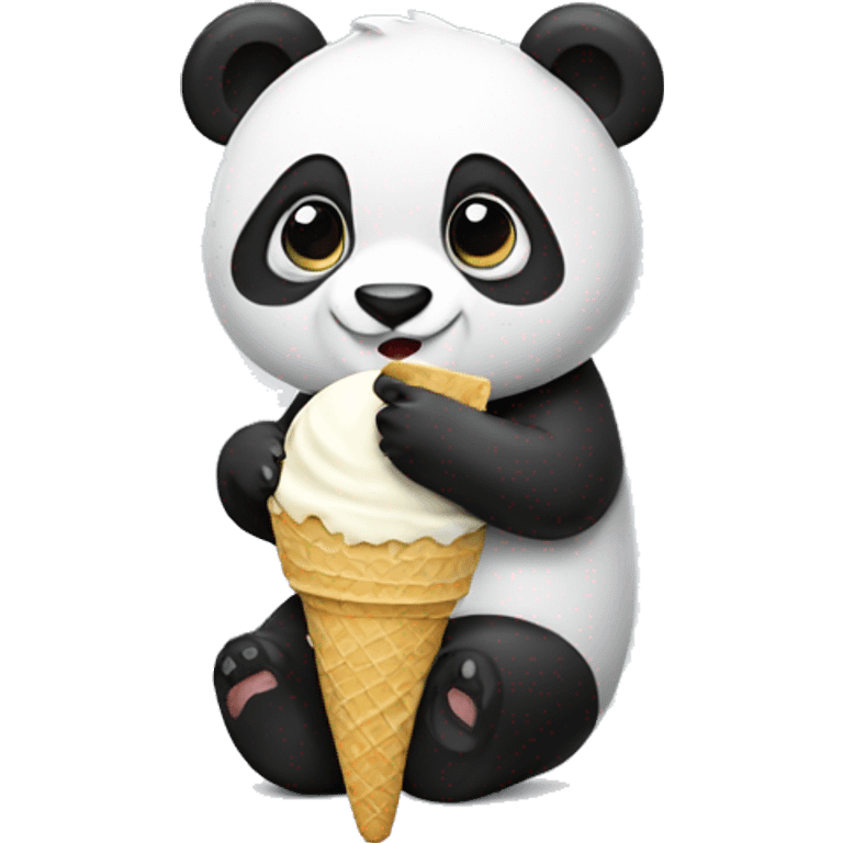 Panda eating ice cream emoji